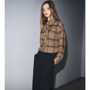 Zara front tie tan Plaid Blouse sold out online